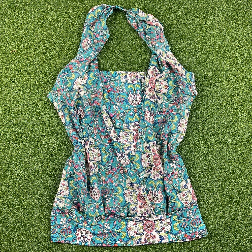 Vintage 90s Y2K Bisou Bisou Floral Print Wrap Style Tube Top Halter Sz L